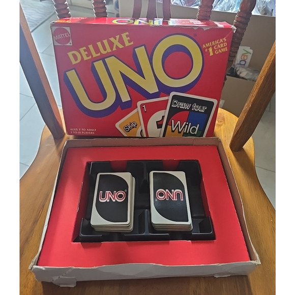 Vintage 1993 Edition Mattel Deluxe UNO Made in USA Card Game - Complete - Picture 1 of 4
